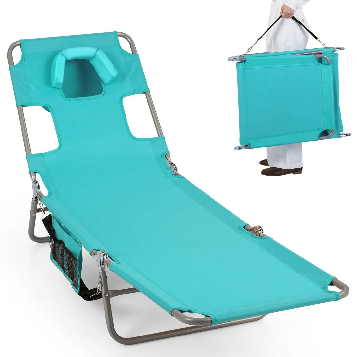 Folding Beach Lounge Chair with Adjustable Back