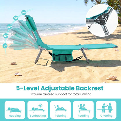 Folding Beach Lounge Chair with Adjustable Back