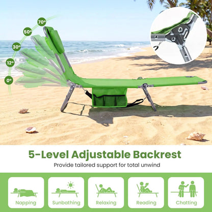 Folding Beach Lounge Chair with Adjustable Back