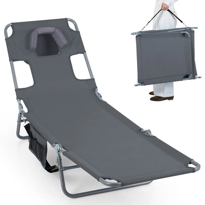 Folding Beach Lounge Chair with Adjustable Back