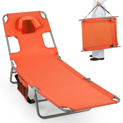 Folding Beach Lounge Chair with Adjustable Back