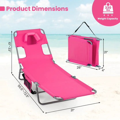 Folding Beach Lounge Chair with Adjustable Back