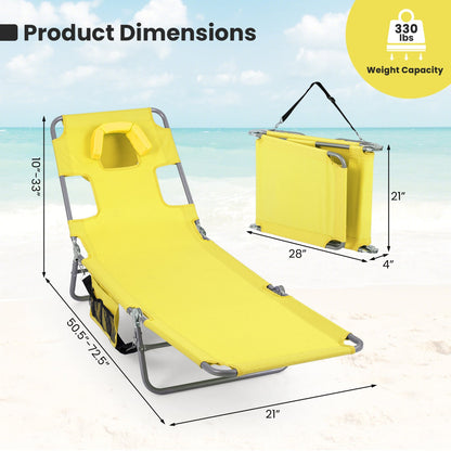 Folding Beach Lounge Chair with Adjustable Back