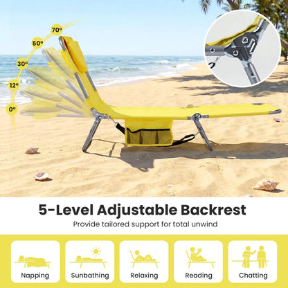 Folding Beach Lounge Chair with Adjustable Back