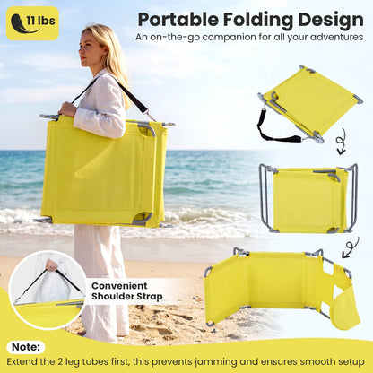 Folding Beach Lounge Chair with Adjustable Back