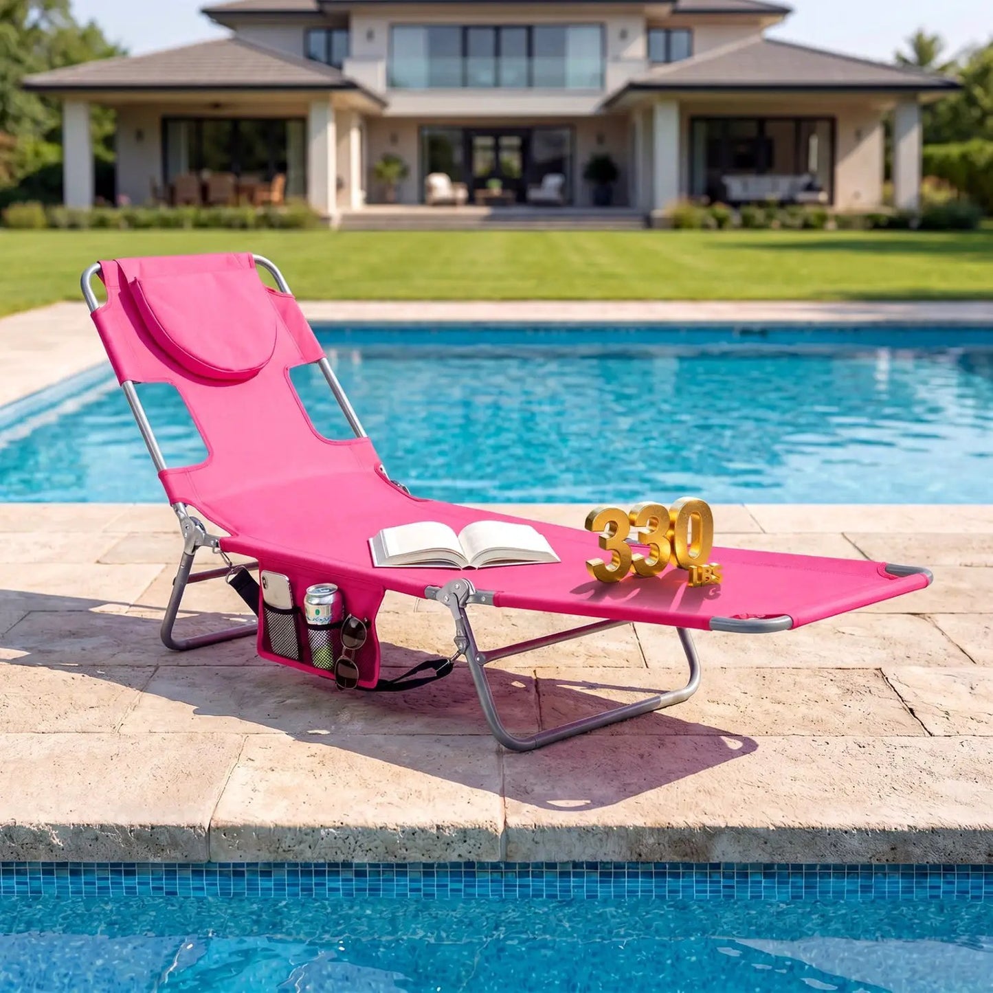 Folding Beach Lounge Chair with Adjustable Back