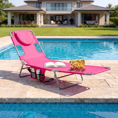 Folding Beach Lounge Chair with Adjustable Back