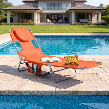 Folding Beach Lounge Chair with Adjustable Back