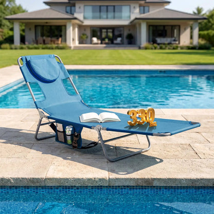 Folding Beach Lounge Chair with Adjustable Back
