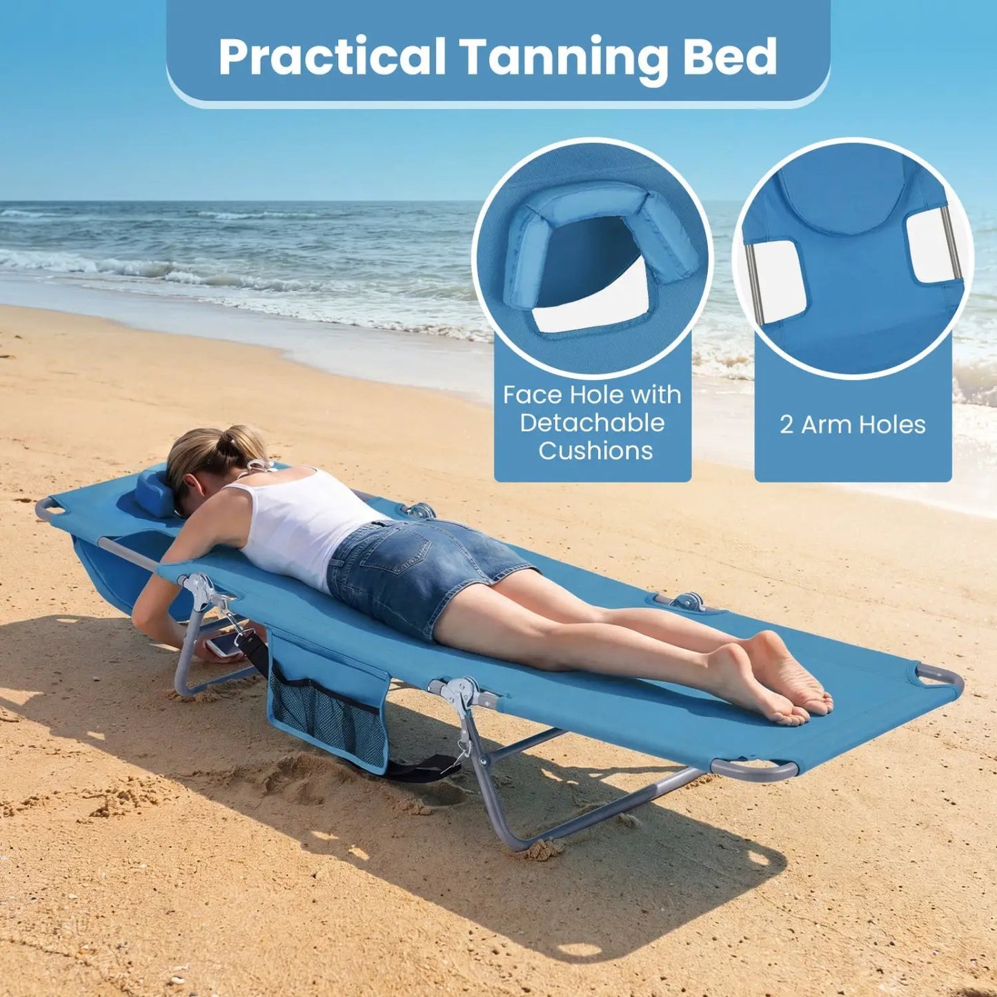 Folding Beach Lounge Chair with Adjustable Back
