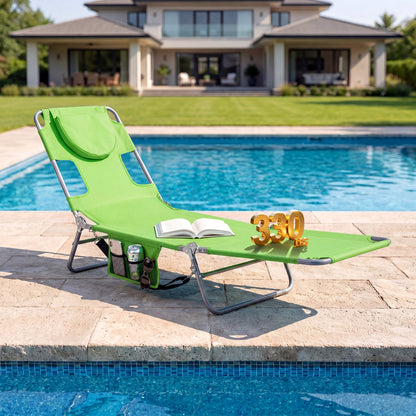 Folding Beach Lounge Chair with Adjustable Back