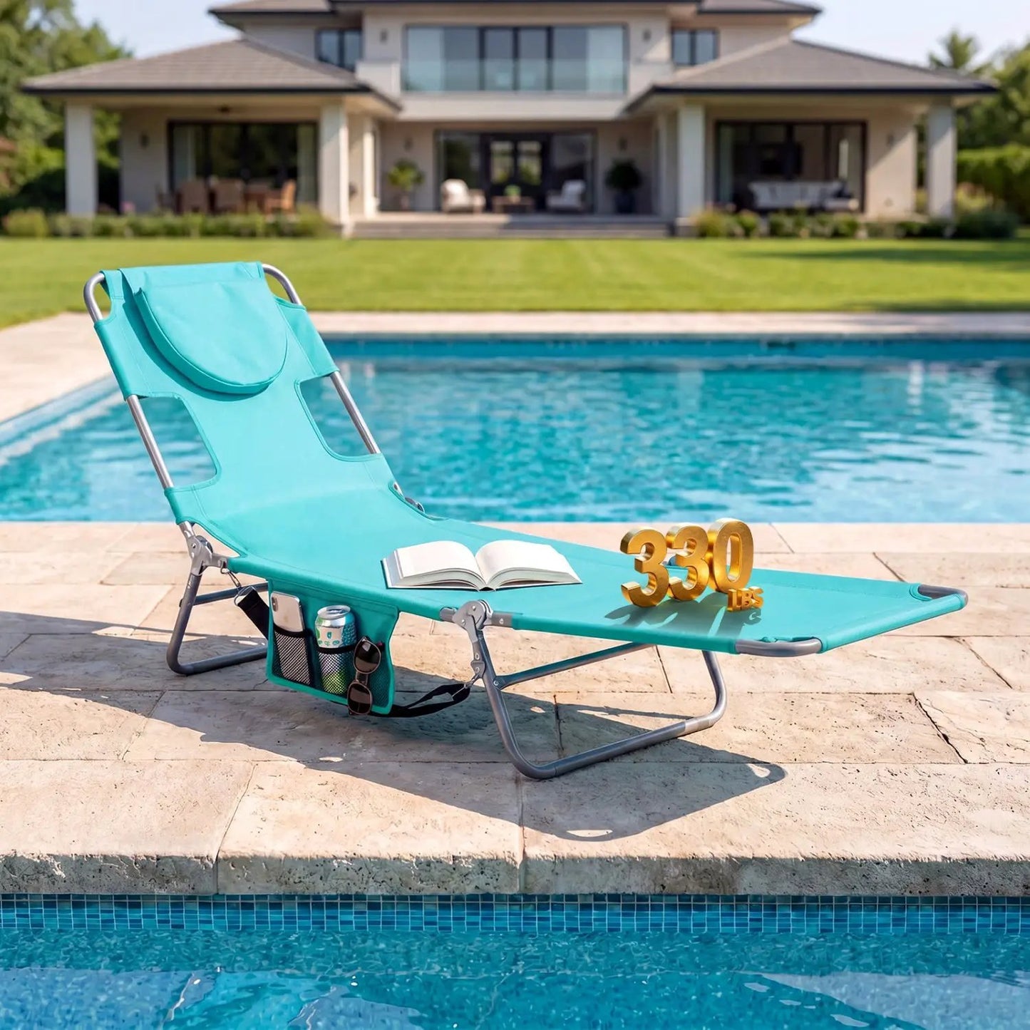 Folding Beach Lounge Chair with Adjustable Back