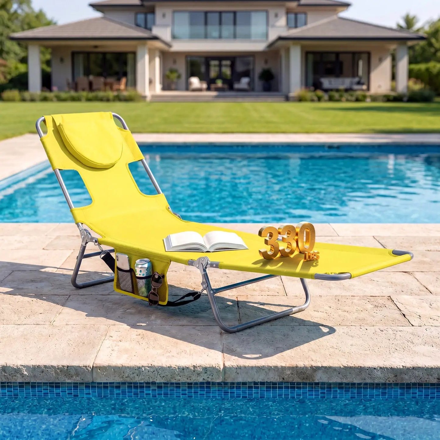 Folding Beach Lounge Chair with Adjustable Back