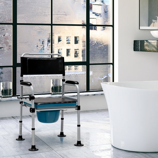 4-in-1 Folding Bedside Commode Chair with Detachable Bucket and Towel Holder - Tampa Home & Garden Store