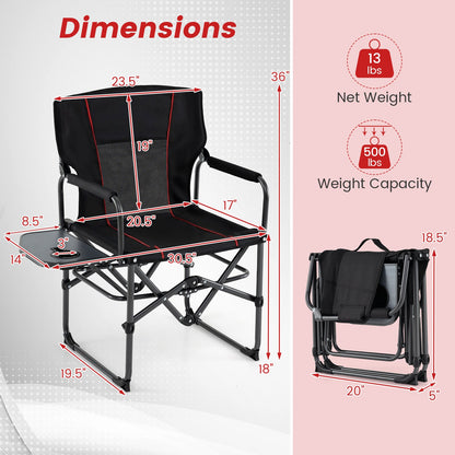 GemGear folding camping chair with side table and cup holder in black with carrying bag on Tampa Home & Garden Store