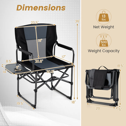 GemGear folding camping chair with side table and cup holder, black frame, seat, carrying bag on Tampa Home & Garden Store