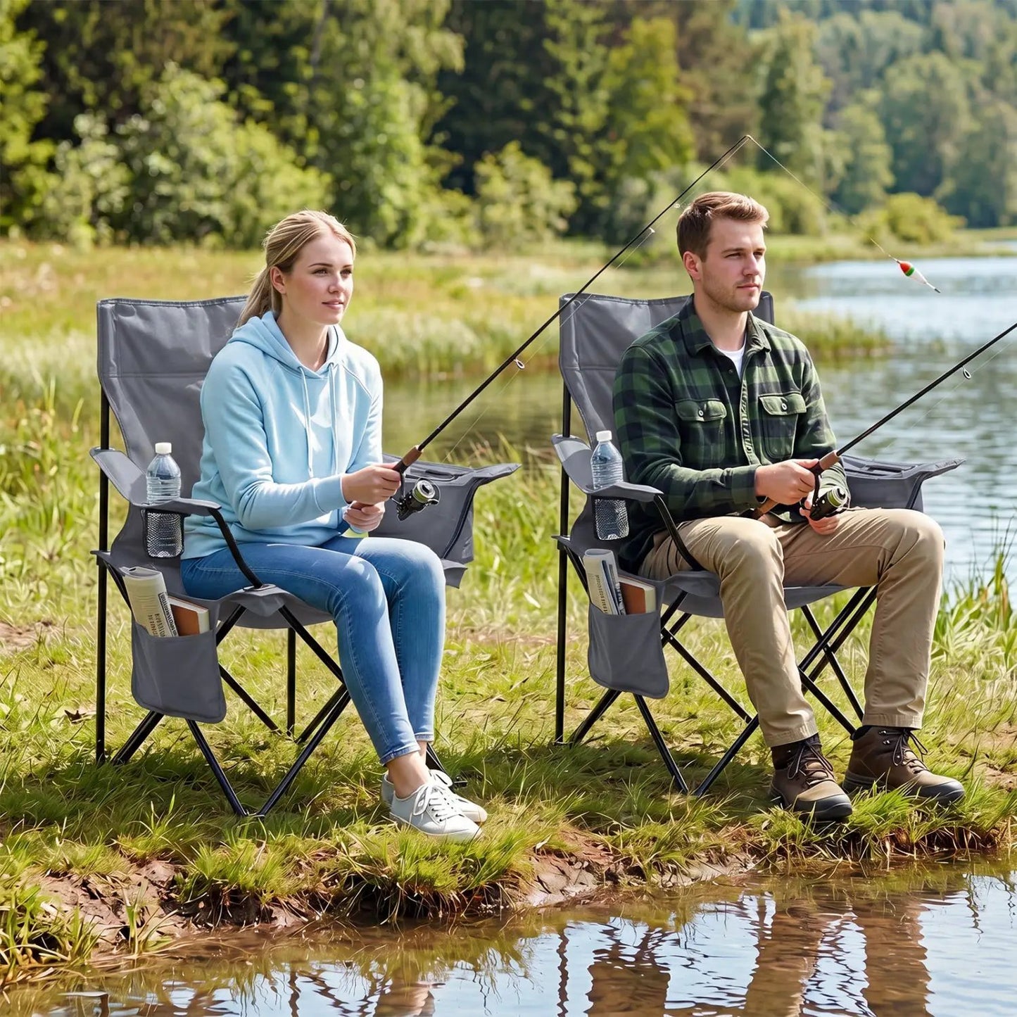Folding Camping Chair With Mesh Back Carrying Bag