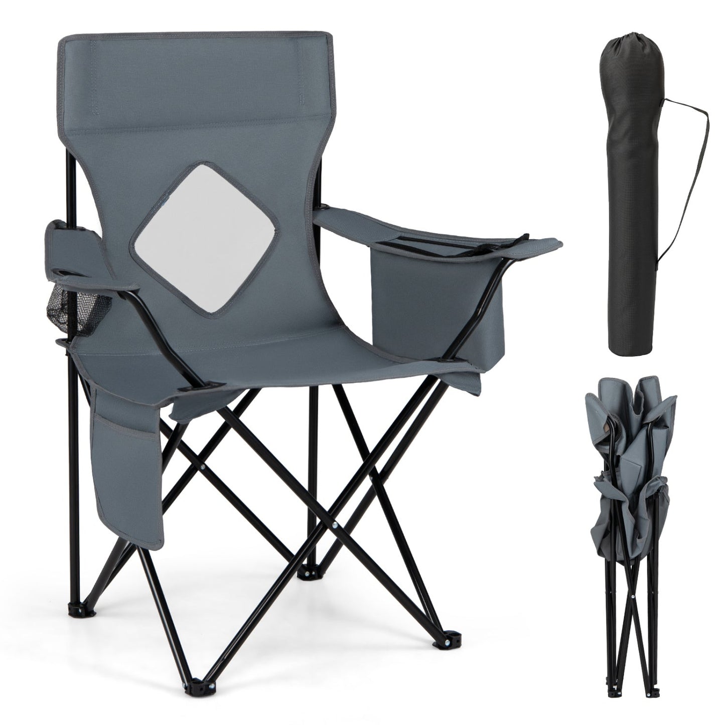 GemGear folding camping chair with gray mesh back and carry bag on Tampa Home & Garden Store