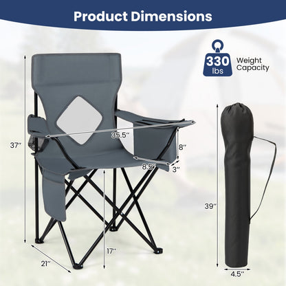 Folding camping chair by GemGear with gray mesh-back and carrying bag, 330 lbs capacity on Tampa Home & Garden Store