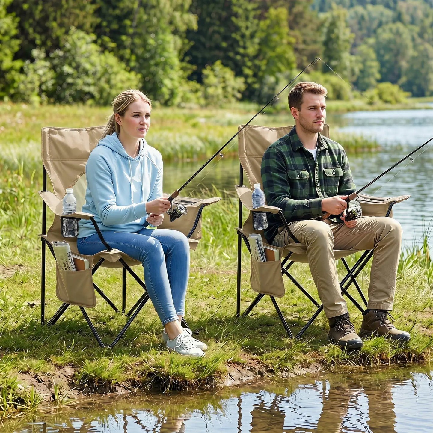 Folding Camping Chair With Mesh Back Carrying Bag