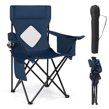 GemGear folding camping chair with navy blue mesh back and carrying bag on Tampa Home & Garden Store