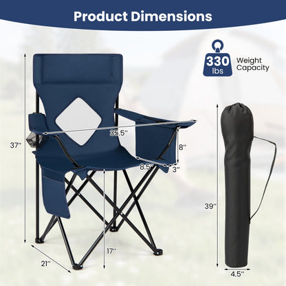 Folding Camping Chair GemGear with Mesh Back navy blue carrying bag 330 lbs on Tampa Home & Garden Store