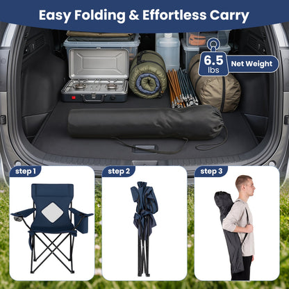 GemGear folding camping chair with mesh back carrying bag in car trunk with camping gear on Tampa Home & Garden Store