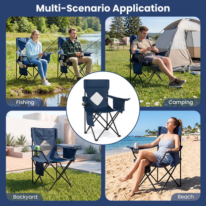 Folding camping chair GemGear with blue mesh back and carrying bag, portable outdoor seating on Tampa Home & Garden Store