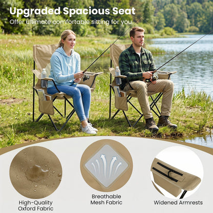 GemGear folding camping chair with breathable beige mesh back and carrying bag (set of 2) on Tampa Home & Garden Store