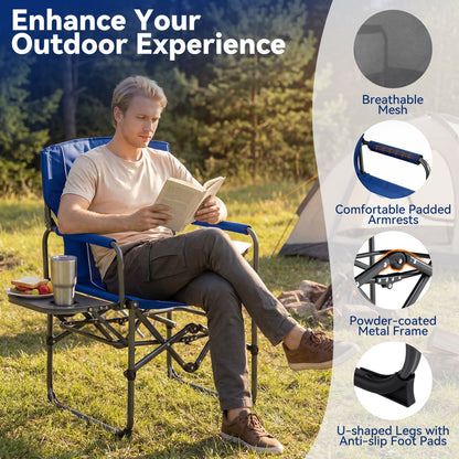 DirectDeals blue folding camping chair with side table and cup holder on Tampa Home & Garden Store