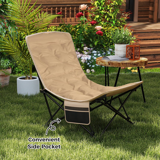 Folding Camping Chair for Adults with Adjustable Backrest and Carrying Bag-Khaki - Tampa Home & Garden Store
