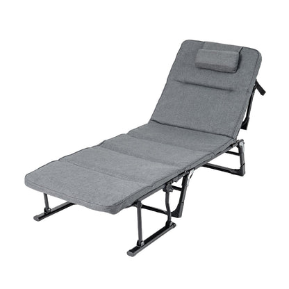 GemGear folding camping cot with mattress in gray, 3-in-1 convertible lounge sleeper on Tampa Home & Garden Store
