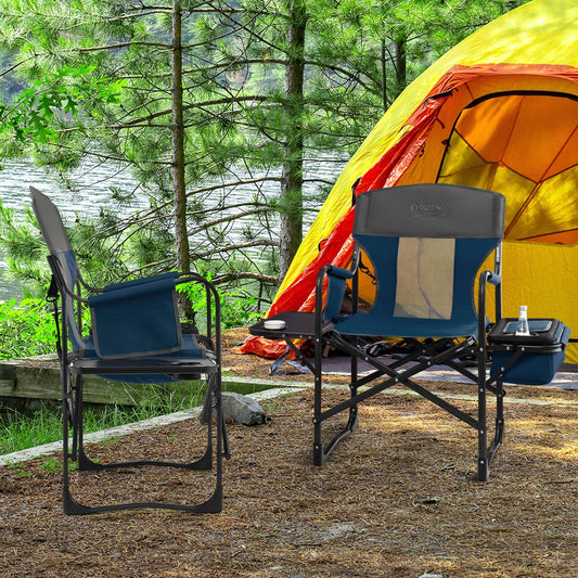 GemGear folding camping director's chairs (2) with cooler bag and side table blue seats on Tampa Home & Garden Store