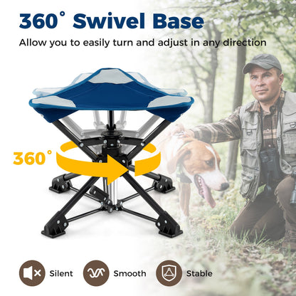GemGear Folding Camping Stool 360° Swivel Base with Anti-Sink Feet, blue seat on Tampa Home & Garden Store