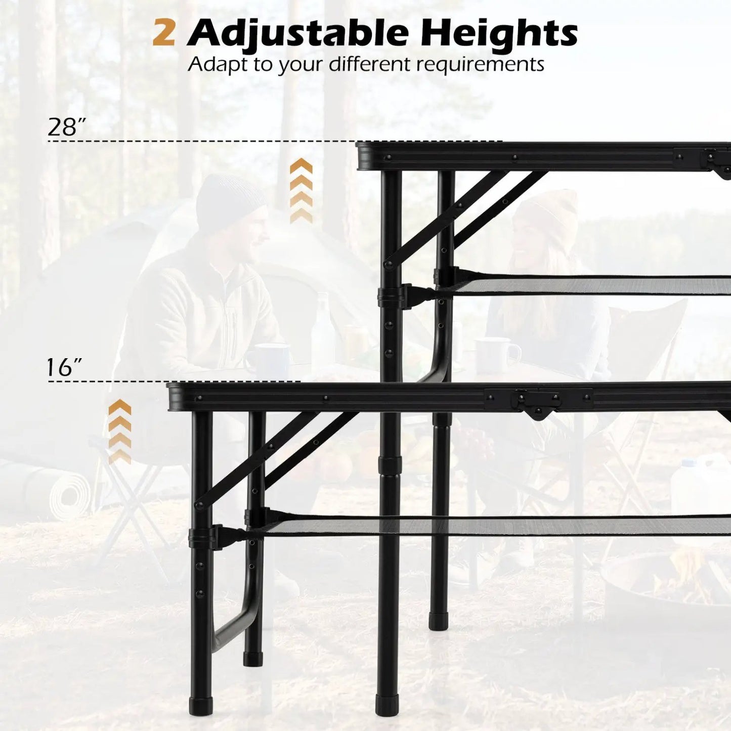 Folding Camping Table with Storage Net and Handle