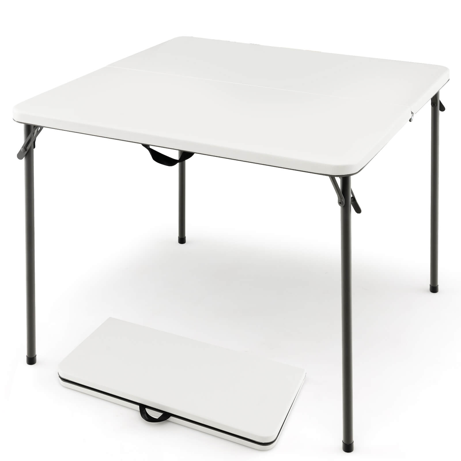 GemGear folding camping table with white all-weather HDPE top and rustproof steel frame on Tampa Home & Garden Store
