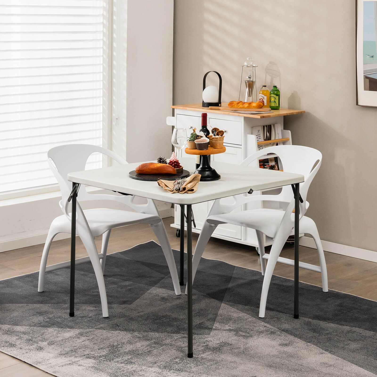 GemGear folding camping table with white all-weather HDPE top and rustproof steel frame on Tampa Home & Garden Store