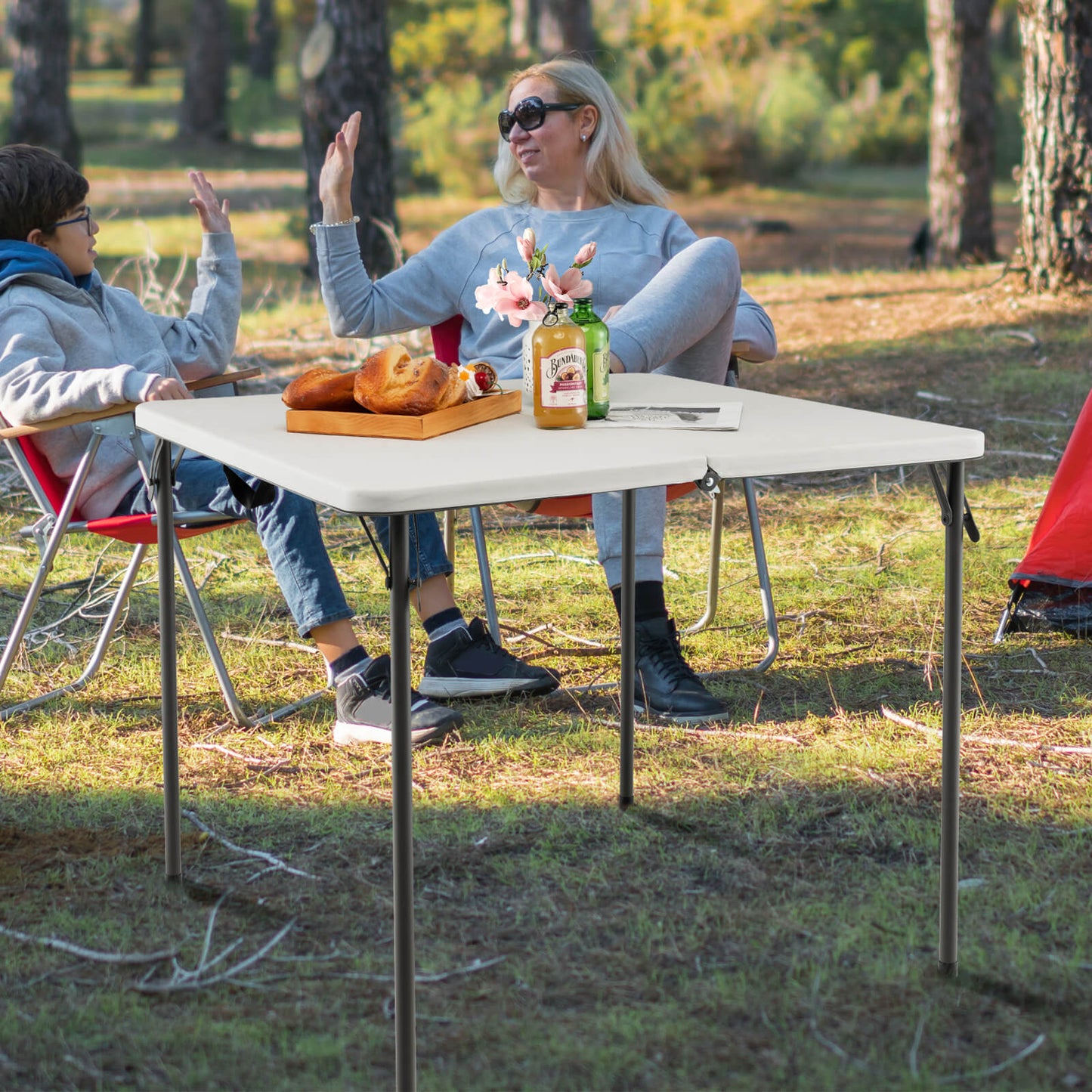 GemGear folding camping table with all-weather HDPE top and rustproof steel legs on Tampa Home & Garden Store
