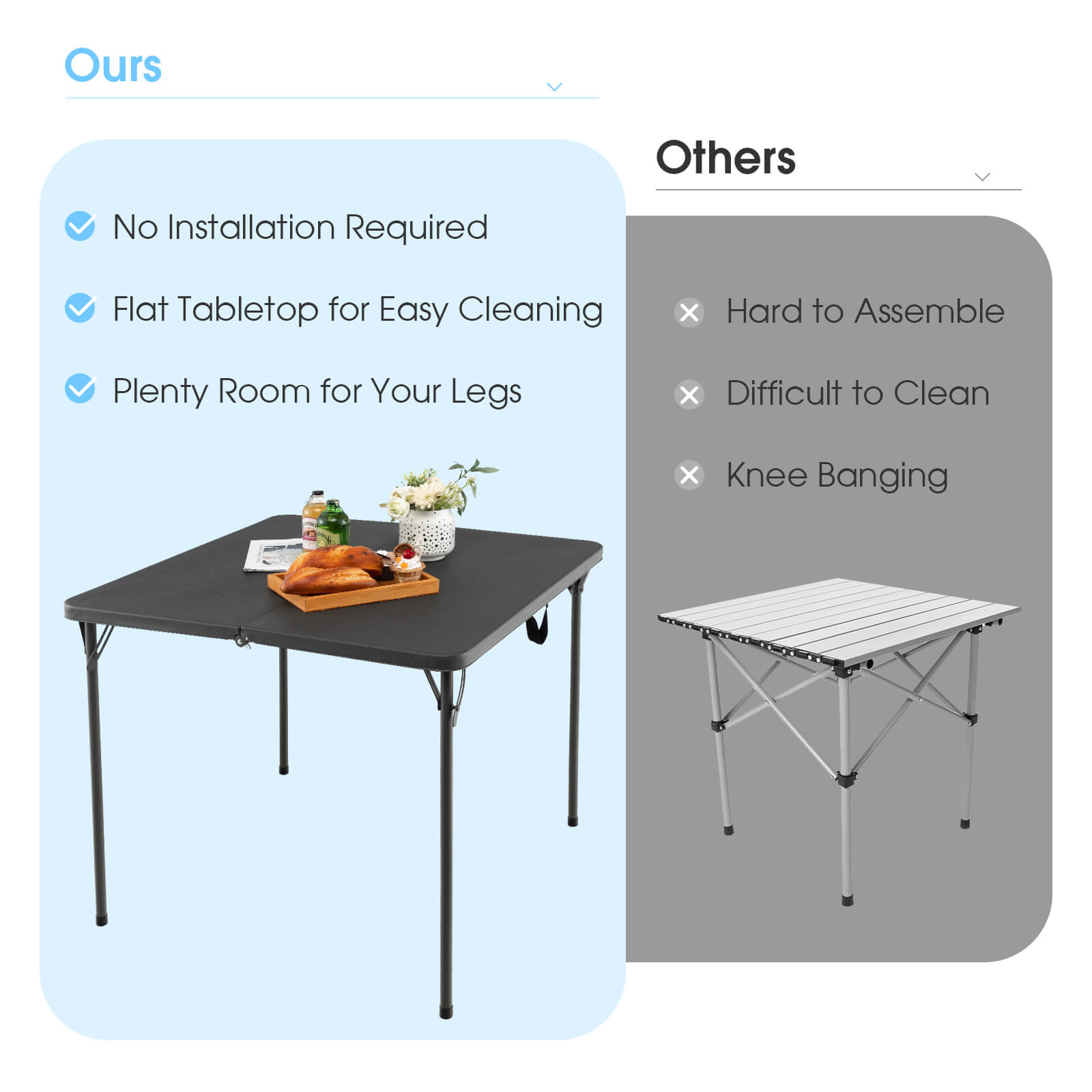 GemGear folding camping table with all-weather HDPE top and rustproof steel frame on Tampa Home & Garden Store
