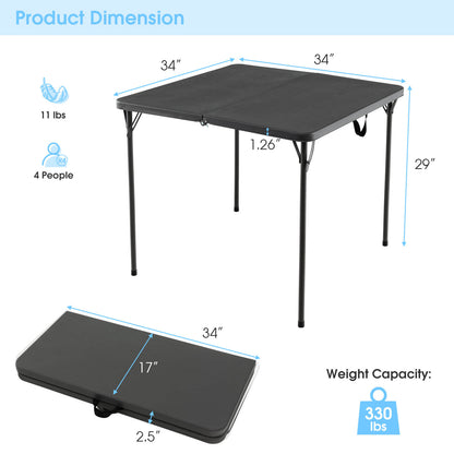 GemGear folding camping table with all-weather HDPE top and rustproof steel frame, 34x34 in on Tampa Home & Garden Store