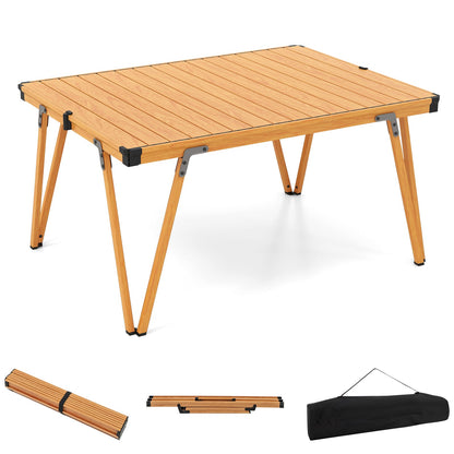 Mesa de camping plegable Mesa de pícnic con bolsa de almacenamiento y tablero impermeable - Marrón