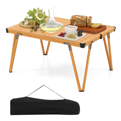 Mesa de camping plegable Mesa de pícnic con bolsa de almacenamiento y tablero impermeable - Marrón