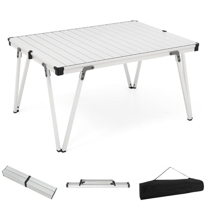 Mesa de camping plegable Mesa de pícnic con bolsa de almacenamiento y tablero impermeable - Marrón