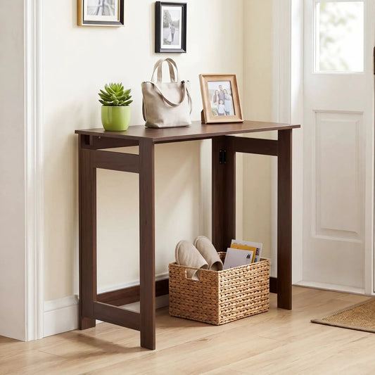 Folding console table DirectDeals dark brown wood with space-saving design on Tampa Home & Garden Store