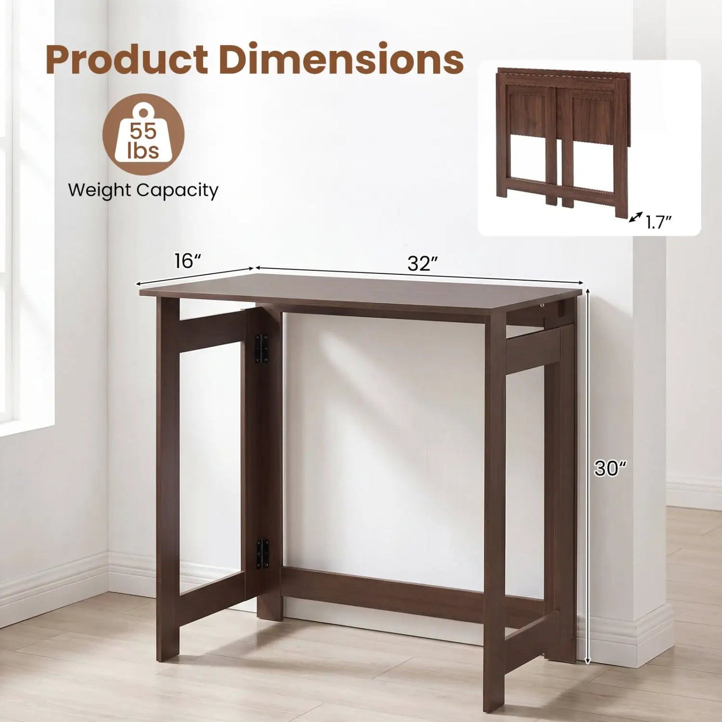 Folding Console Table with Space Saving Design