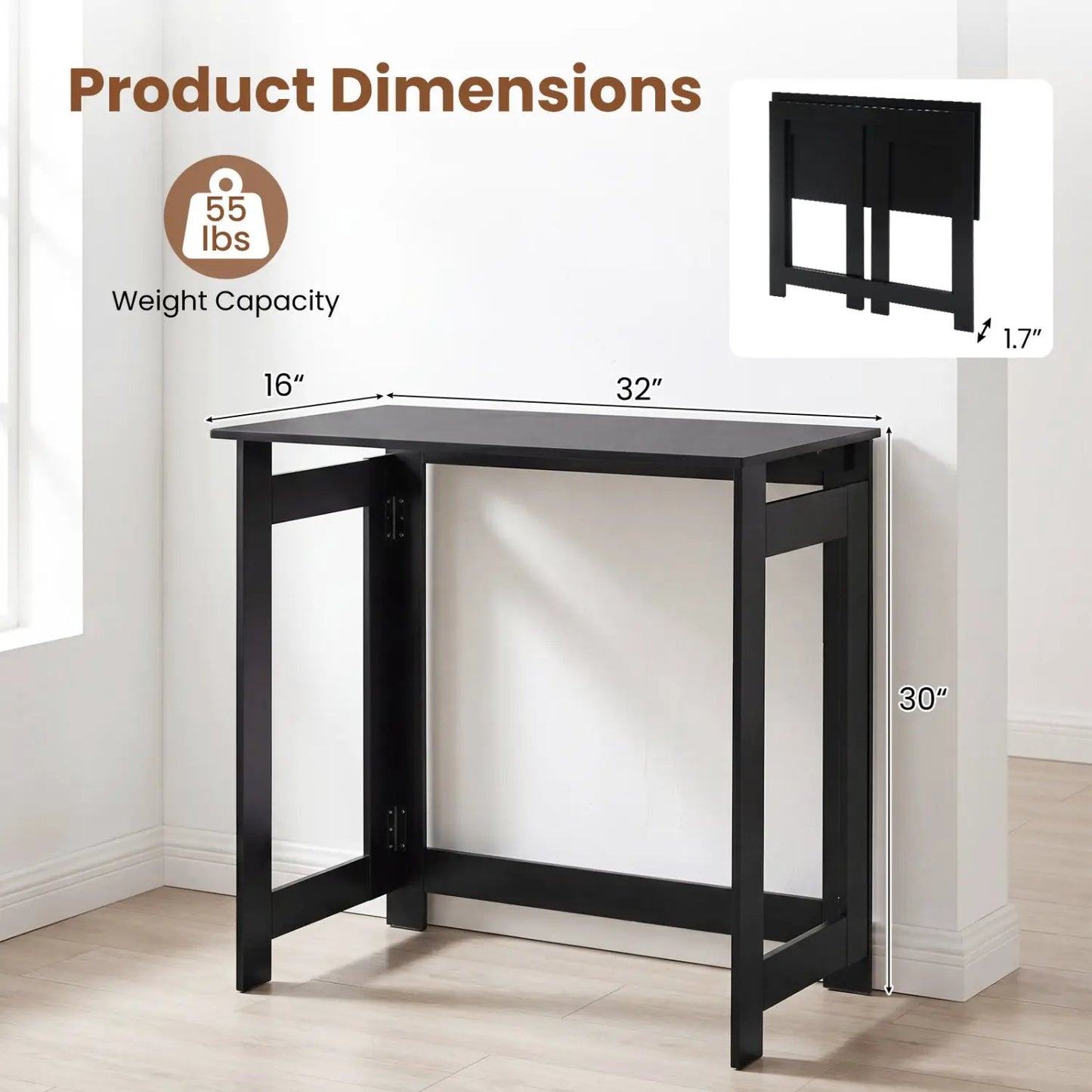 Folding Console Table with Space Saving Design