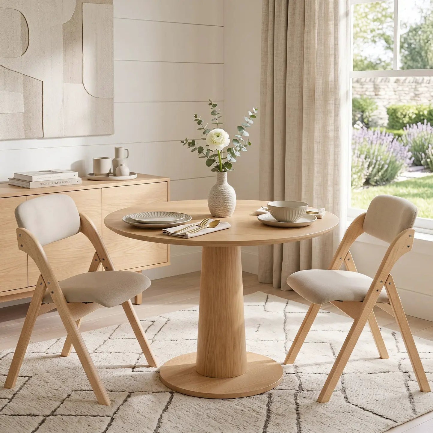 Folding Dining Chairs Set of 2 Cushioned Seats
