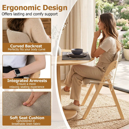 Folding Dining Chairs Set of 2 Cushioned Seats