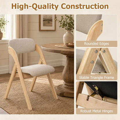 Folding Dining Chairs Set of 2 Cushioned Seats