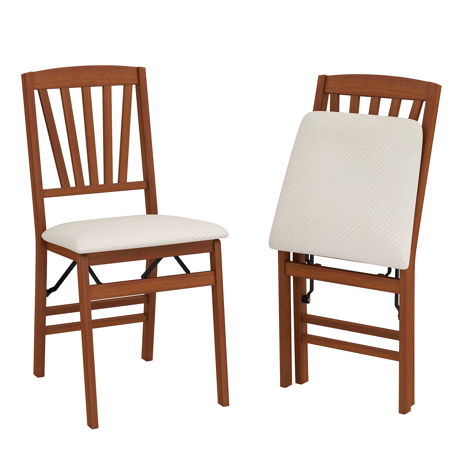 DirectDeals folding dining chairs set of 2 with padded beige seats and rubber wood frame on Tampa Home & Garden Store